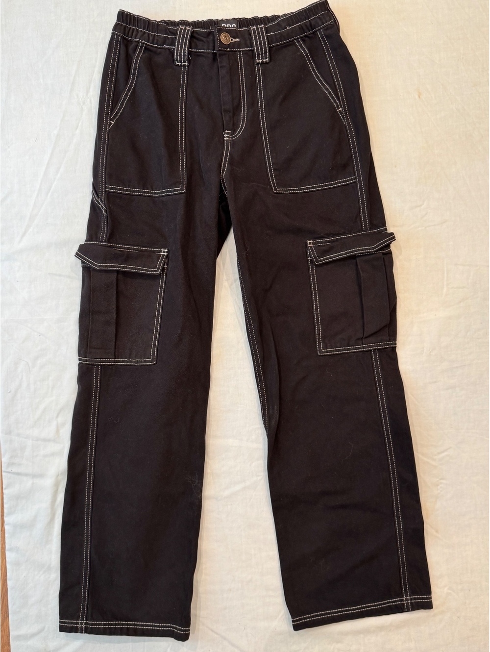 BDG Urban Outfitters Skate Cargo Jeans W28 Black Contrast Stitch Y2K Baggy